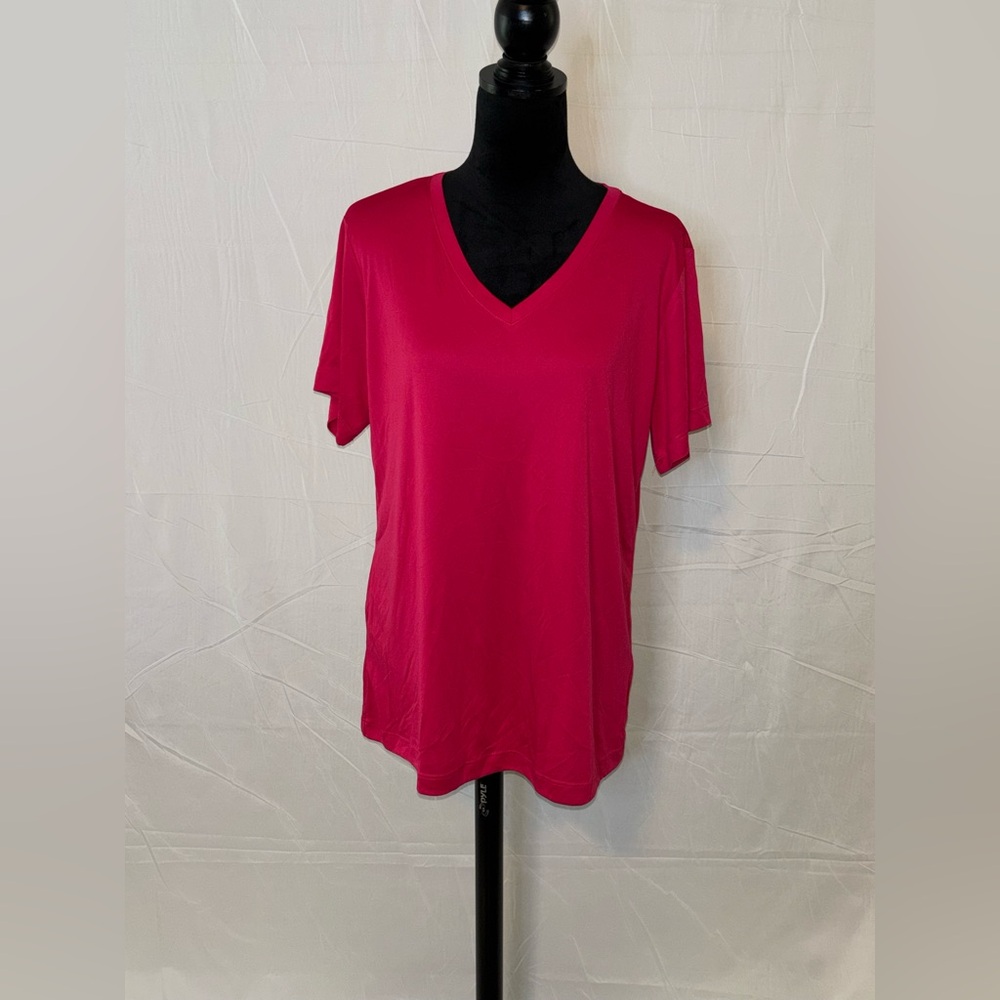 Opna Pink V-Neck Women's Short Sleeve Top